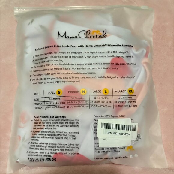 Mamma Cheetah Sleep Sacks (2 Pack): Medium (6-12 months), 0.5 TOG — New - Picture 2 of 6